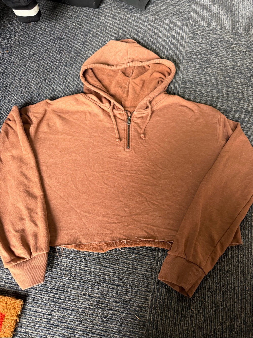 SO Rust-Toned Half-Zip Hooded Sweater